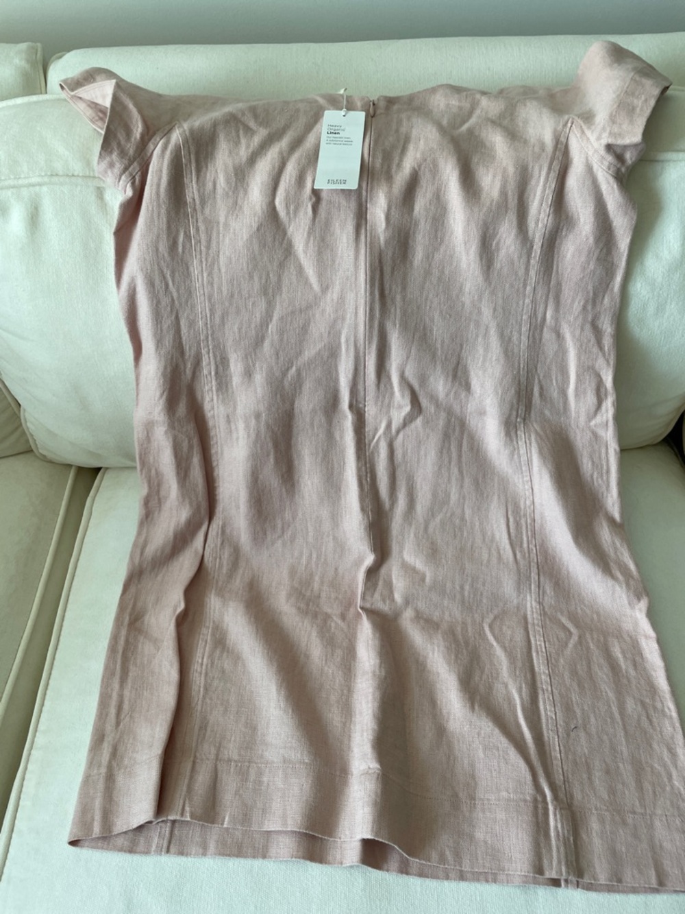 Eileen Fisher Powder Pink Bateau Neck Linen Dress - Picture 4 of 5